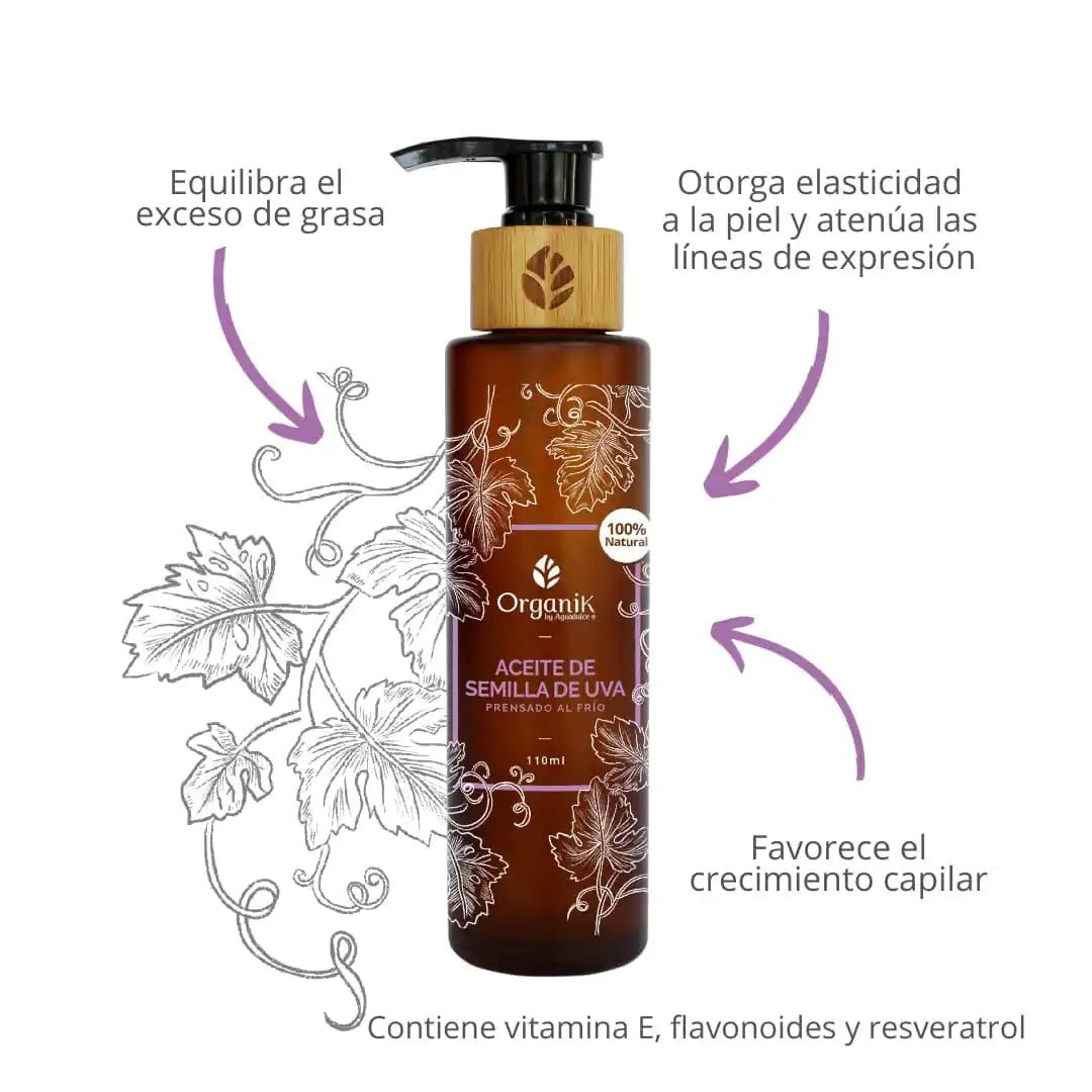 Aceite de semilla de uva – ideal para diluir los aceites esenciales puros y facilitar su aplicación en Aromaterapia