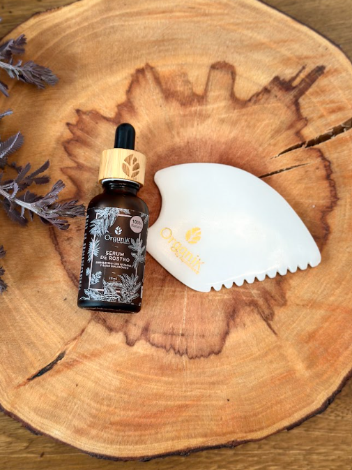 Kit yoga facial - Guasha en jade blanco y serum de rostro 30 ml