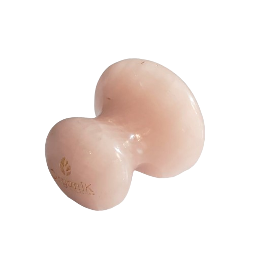 Gua sha facial en forma de hongo en cuarzo rosa